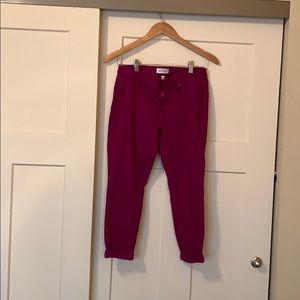 Cropped cuffed berry color pants